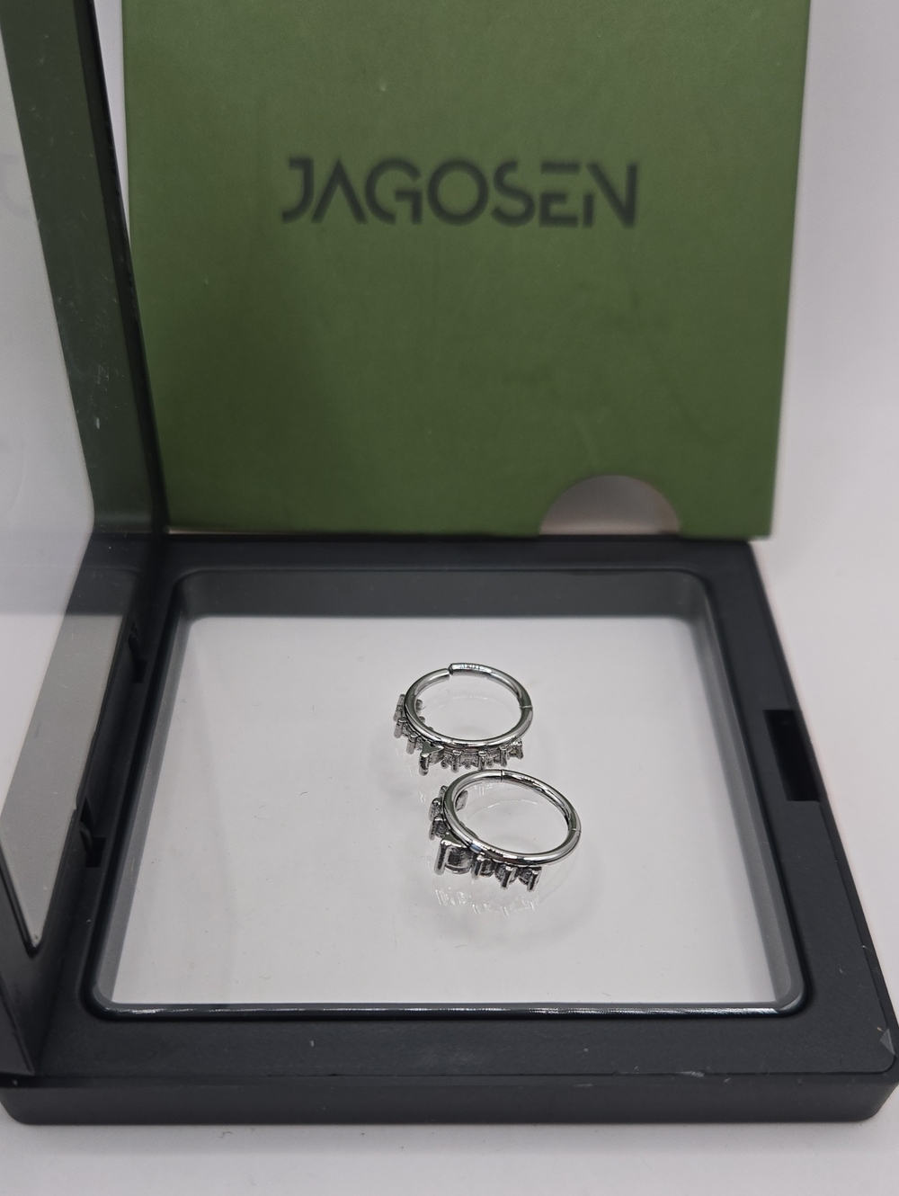 NEW Silver Hoop Earrings with Crystal Charms - Silver